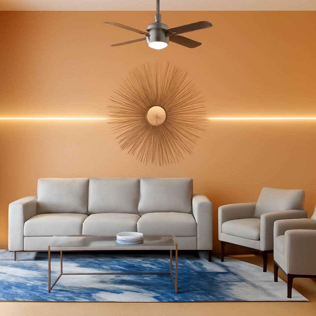 Fan Dempsey 44 Inch Brushed Nickel Ceiling Fan With LED
