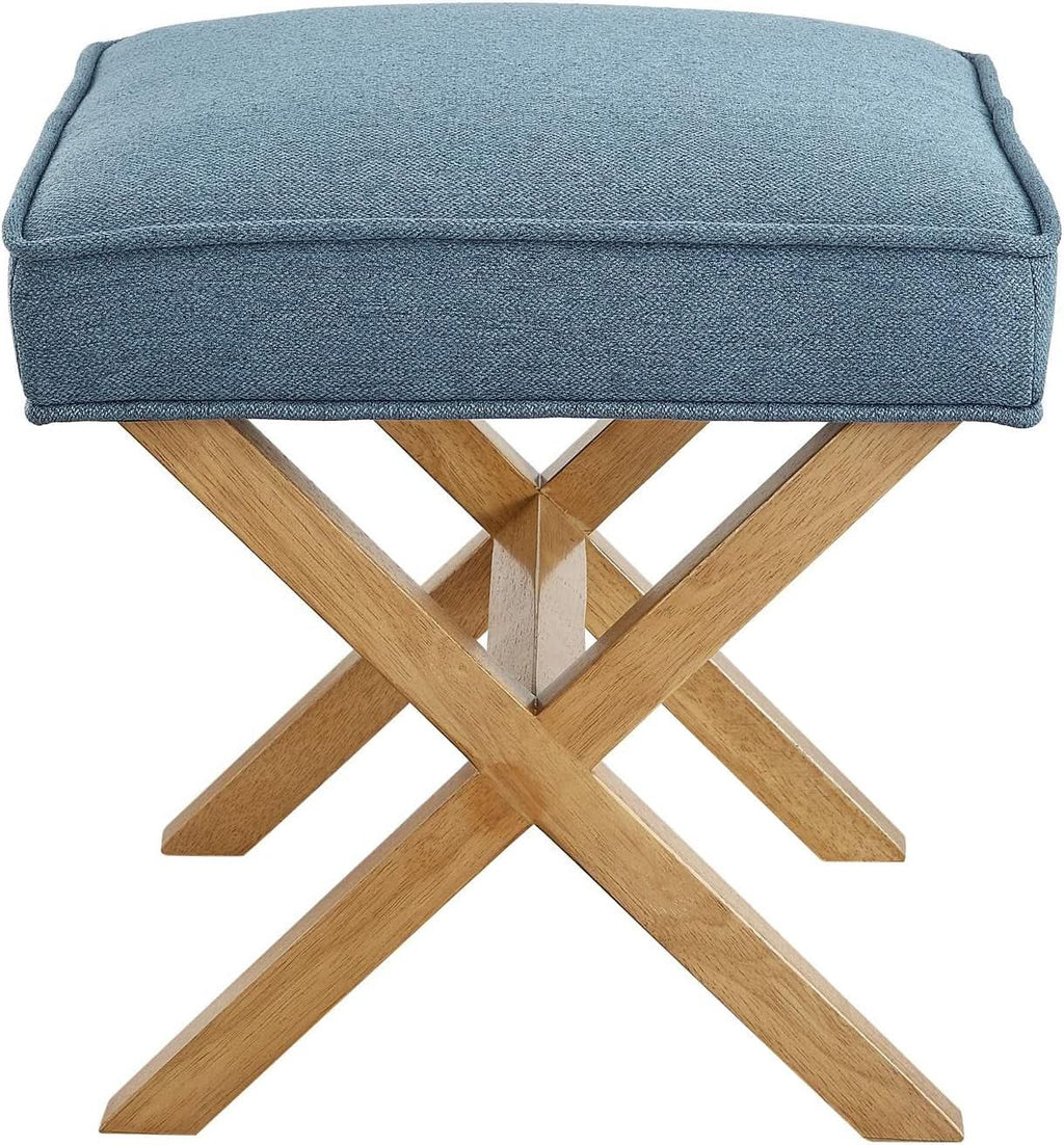 Indigo Blue Upholstered Ottoman Foot Stool 20Wx18Dx18H