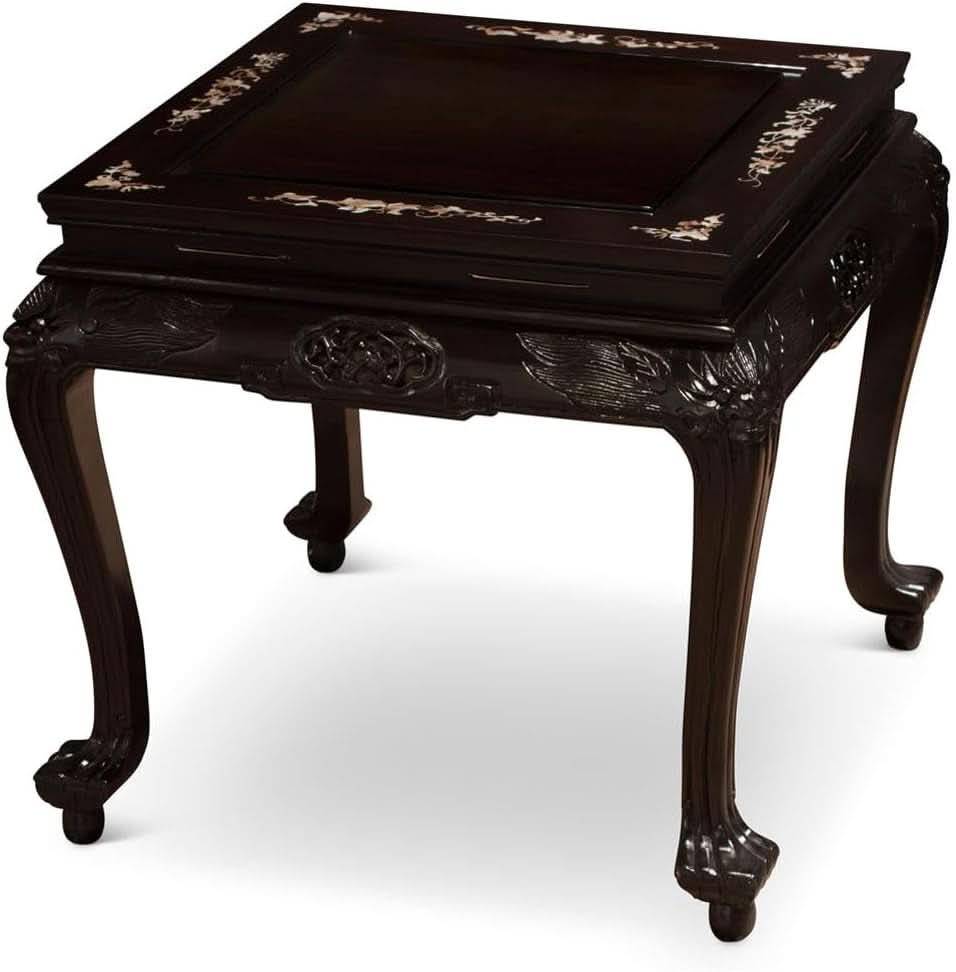 Dark Cherry Rosewood Mother Pearl Motif Living Room Set