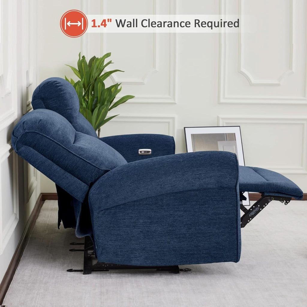 64.6 Inch Wall Hugger Loveseat Navy Blue Space Saving