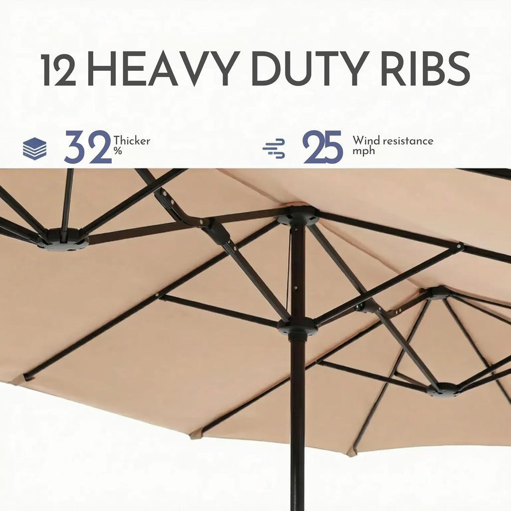 15 Ft DoubleSided Patio Umbrella With Bas eIncluded