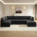 Modular Sectional Sofa Black Corduroy Convertible Sleeper
