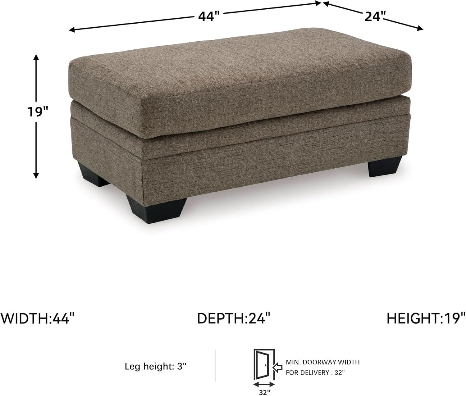 Dark Brown Upholstered Rectangular Ottoman Living Room