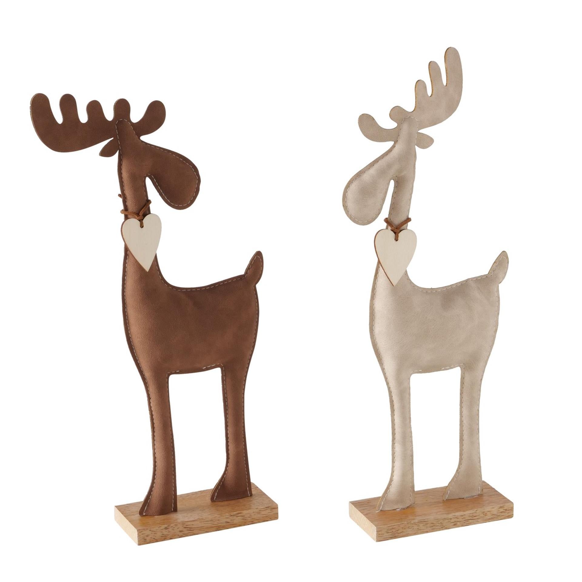 Boltze home statue deer booner 17x5x34cm textile wood cream brown