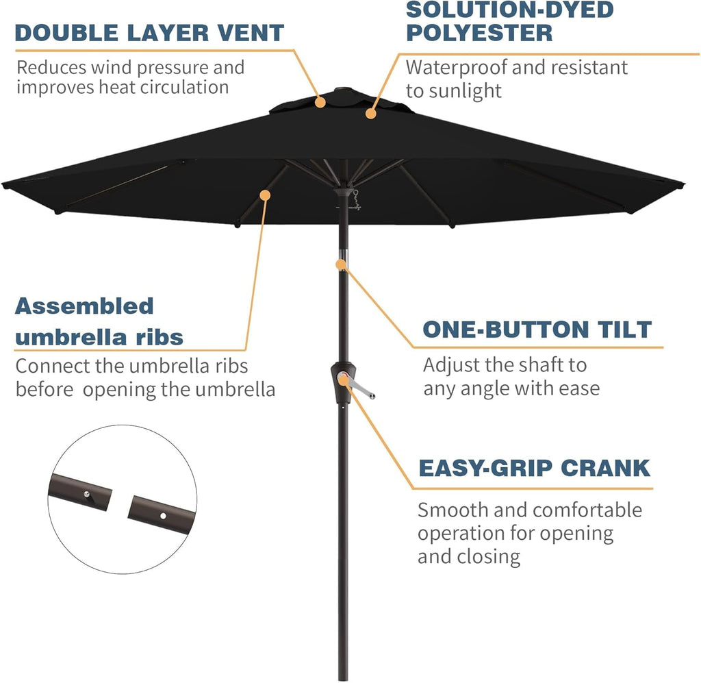 10Ft UV Protected Weather Resistant PatioUmbrella With Crank Tilt