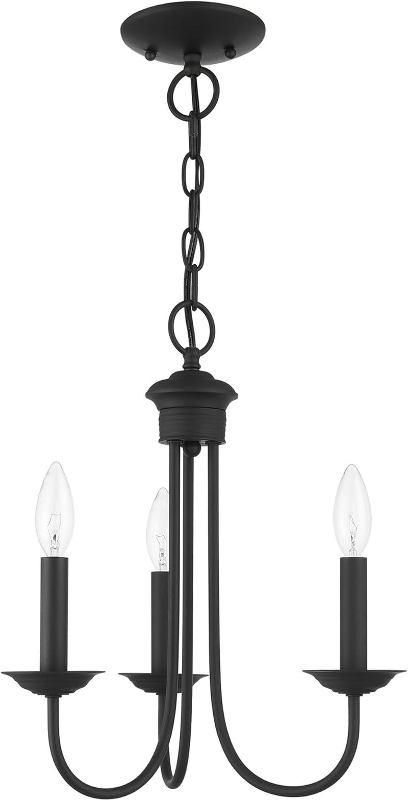 Blackened Steel Three Light Chandelier Living Room