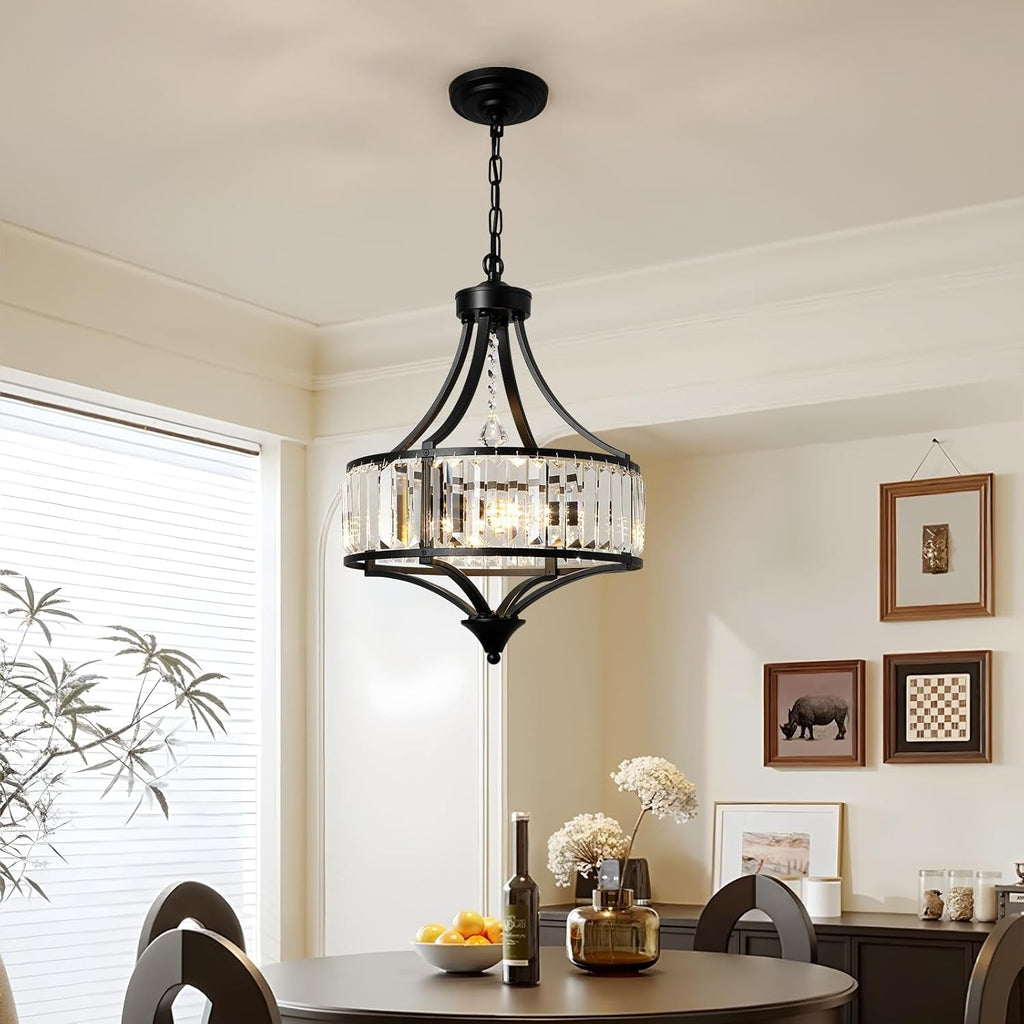 Black Modern Farmhouse Crystal Chandelier Living Room