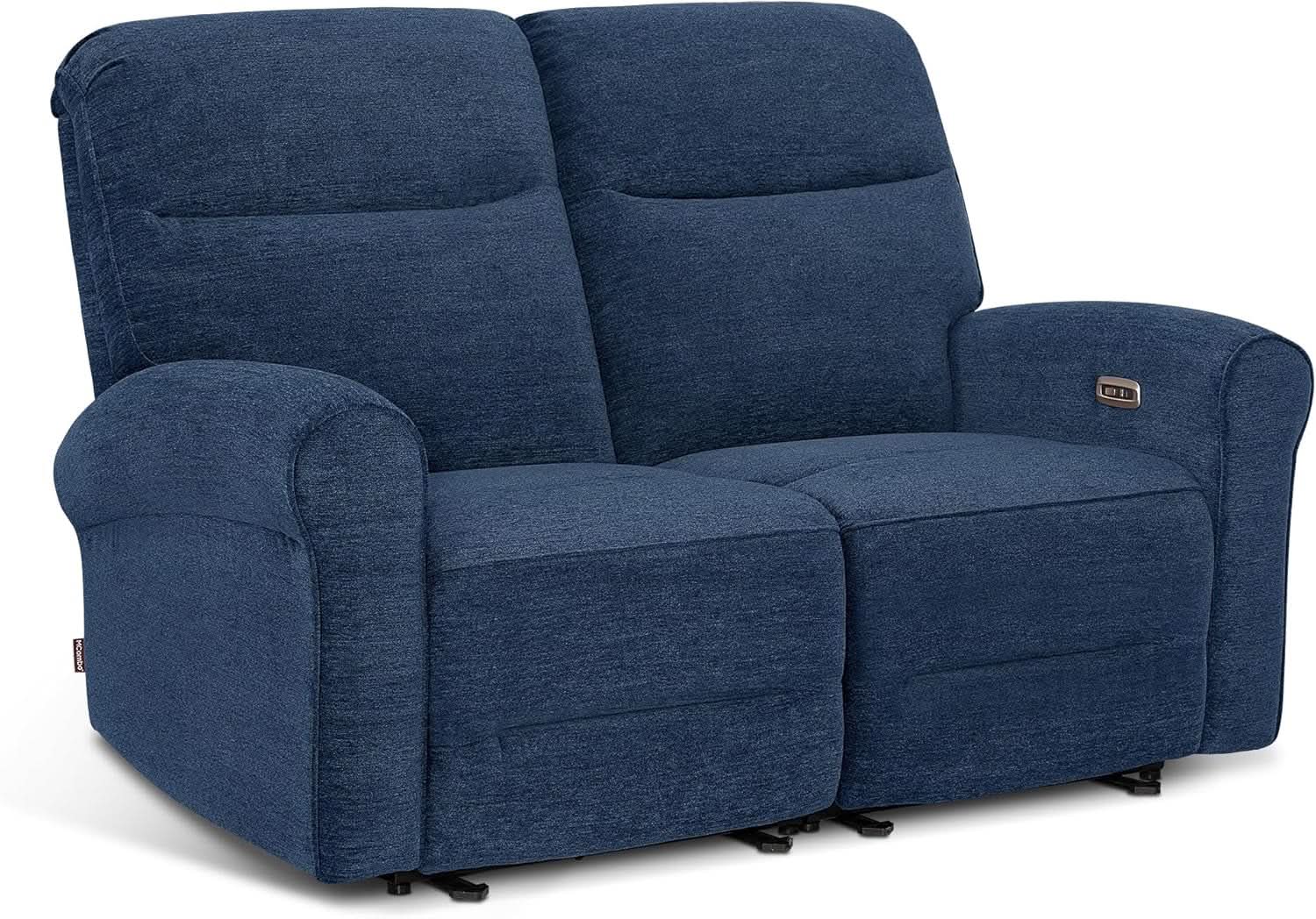 64.6 Inch Wall Hugger Loveseat Navy Blue Space Saving