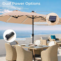 Beige 15Ft Patio Umbrella With Integrated LED Lights