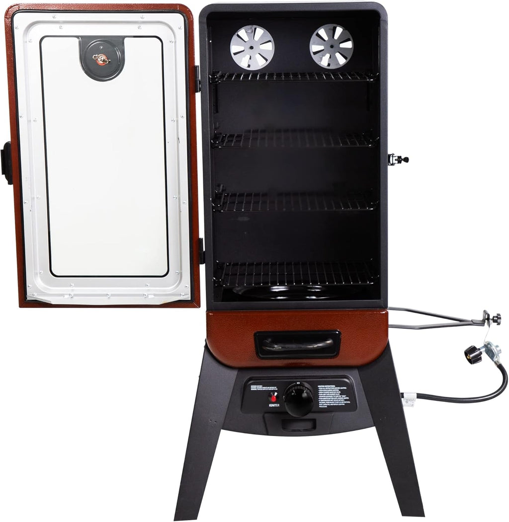 Red Hammertone Propane Fueled Vertical Gas Smoker 880SqIn