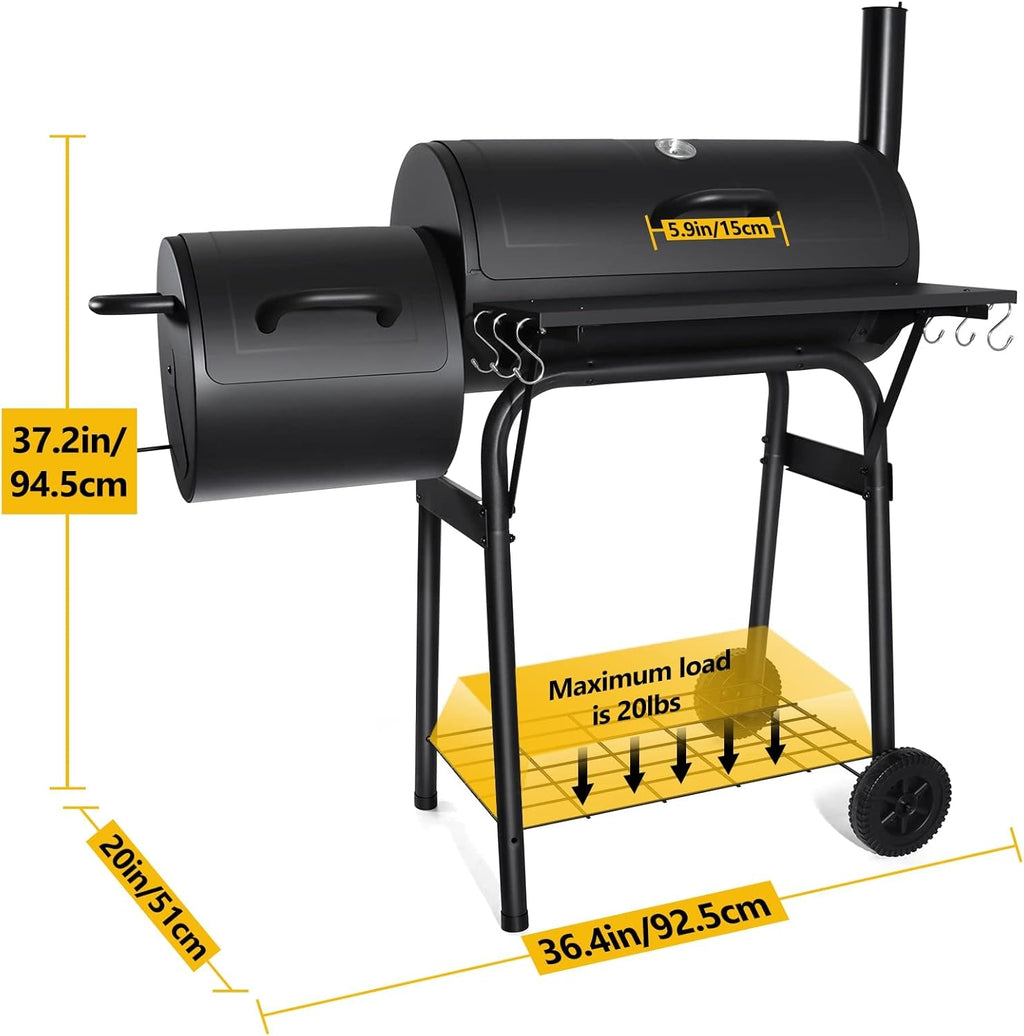 Fourteen Inch Durable Charcoal Grill Offset Smoker