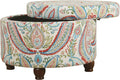 Large Upholstered Round Storage Ottoman Living Room