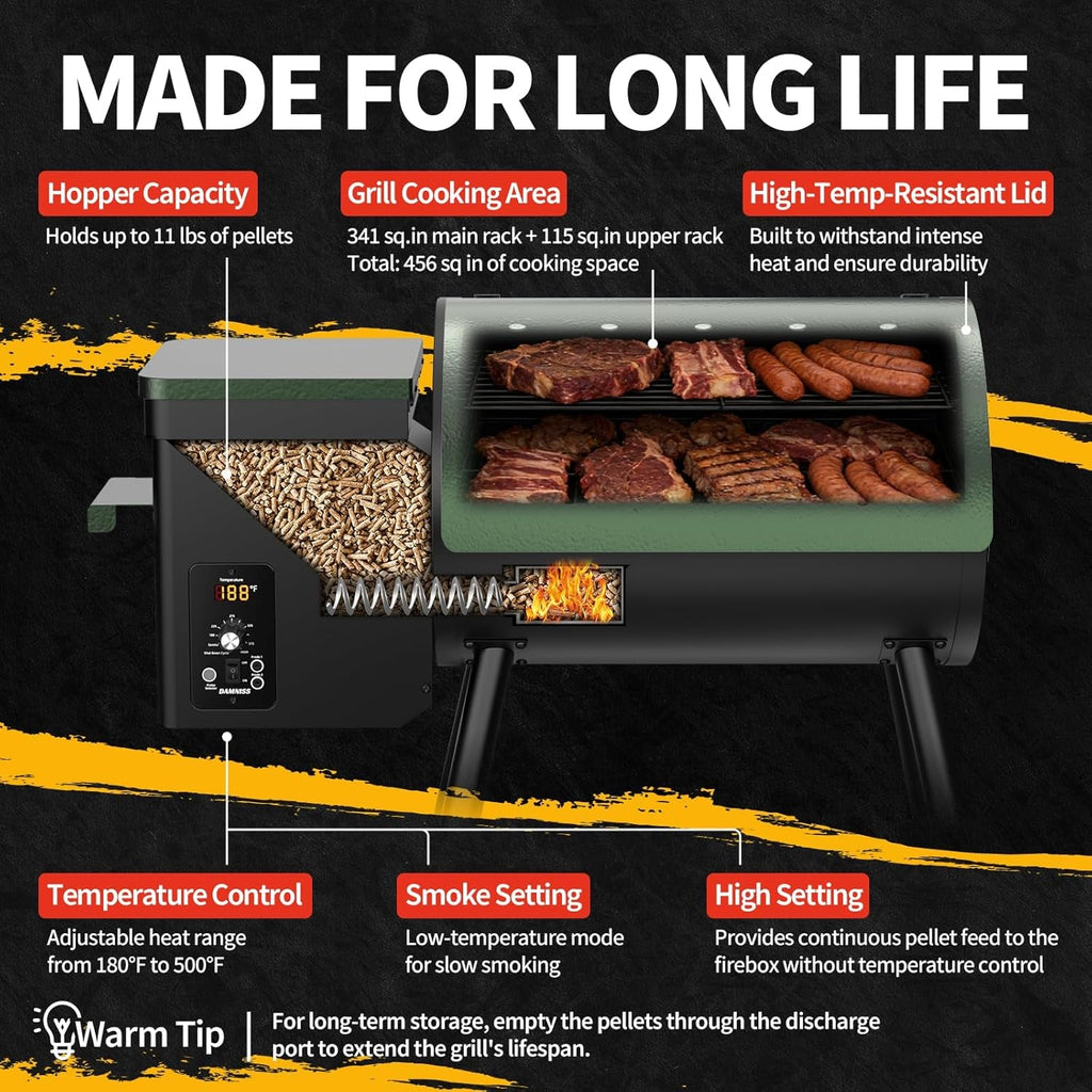 Electric Pellet Grill Smoker 8in1 PID Temperature Control