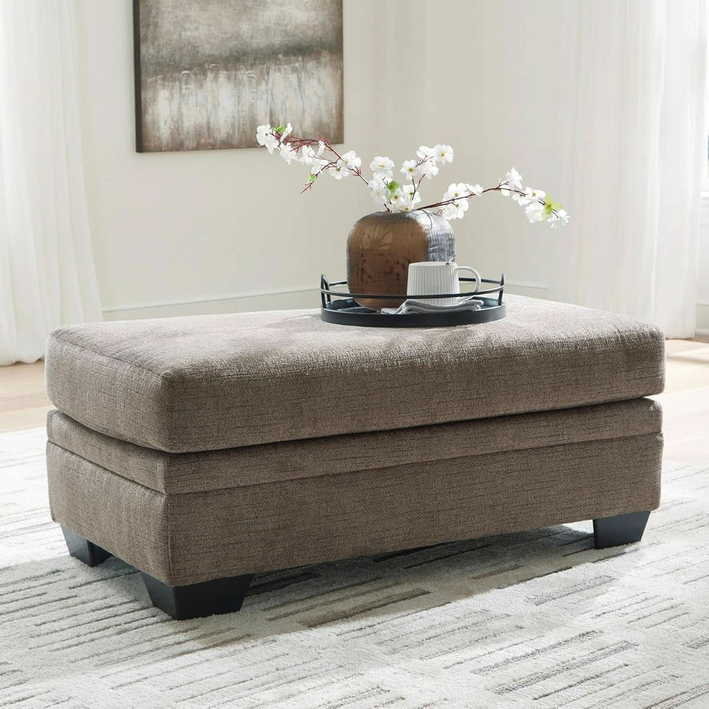 Dark Brown Upholstered Rectangular Ottoman Living Room