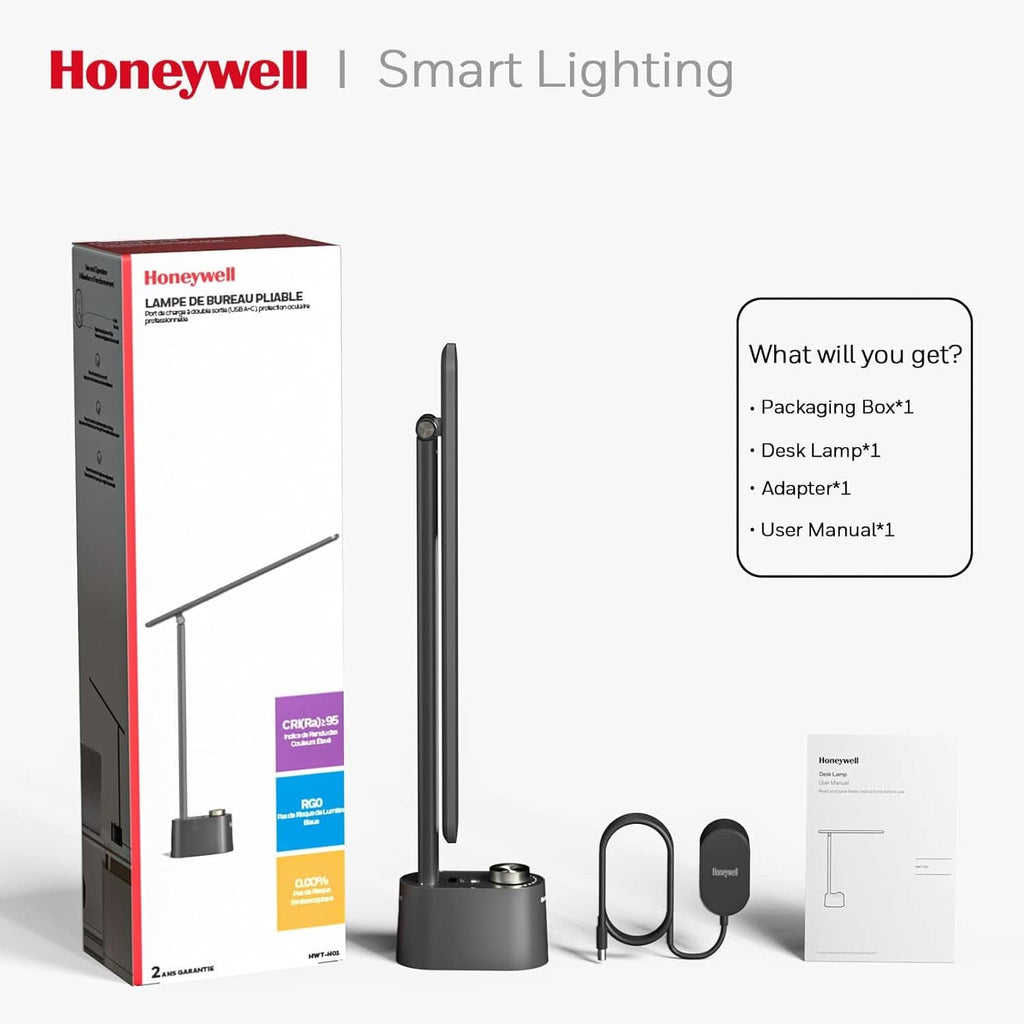 Sunturalux LED Desk Lamp USB Ports Stepless Dimming Black