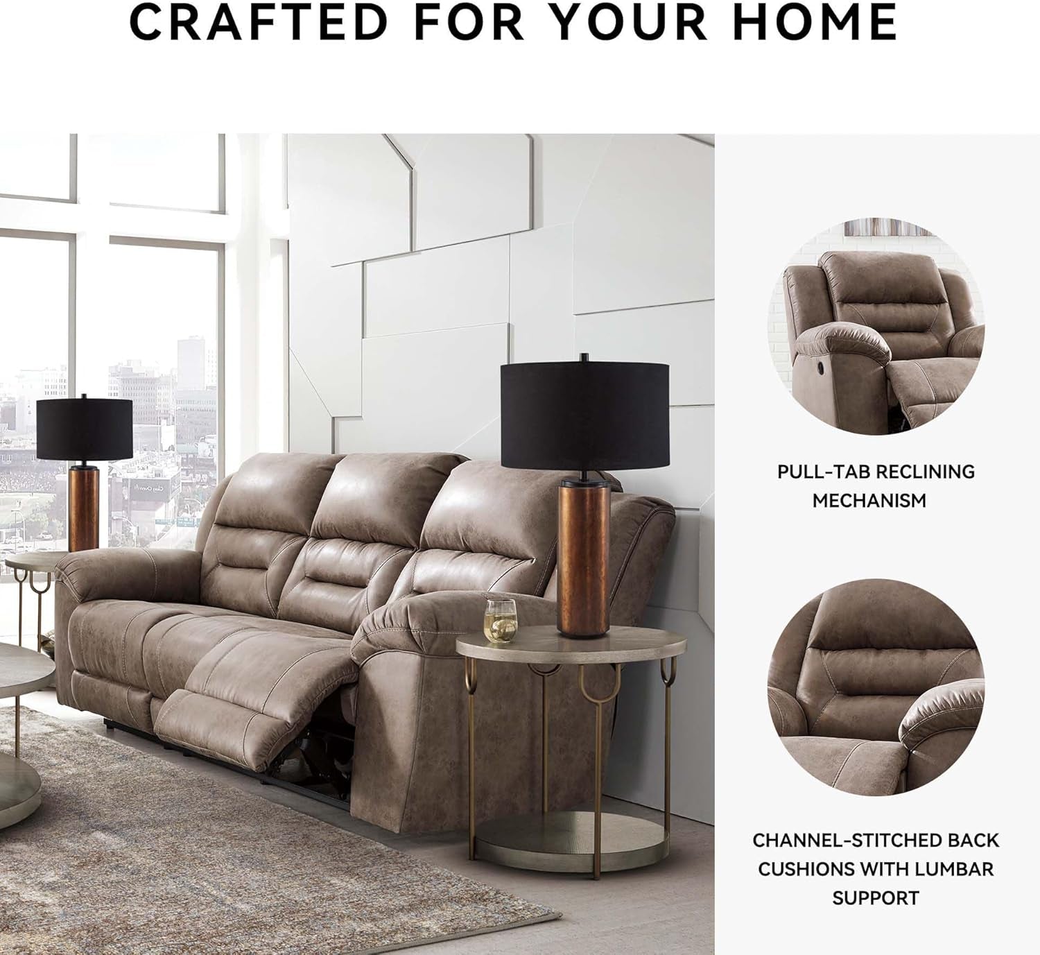 Stoneland NinetyInch DualSided Reclining Living Room Sofa