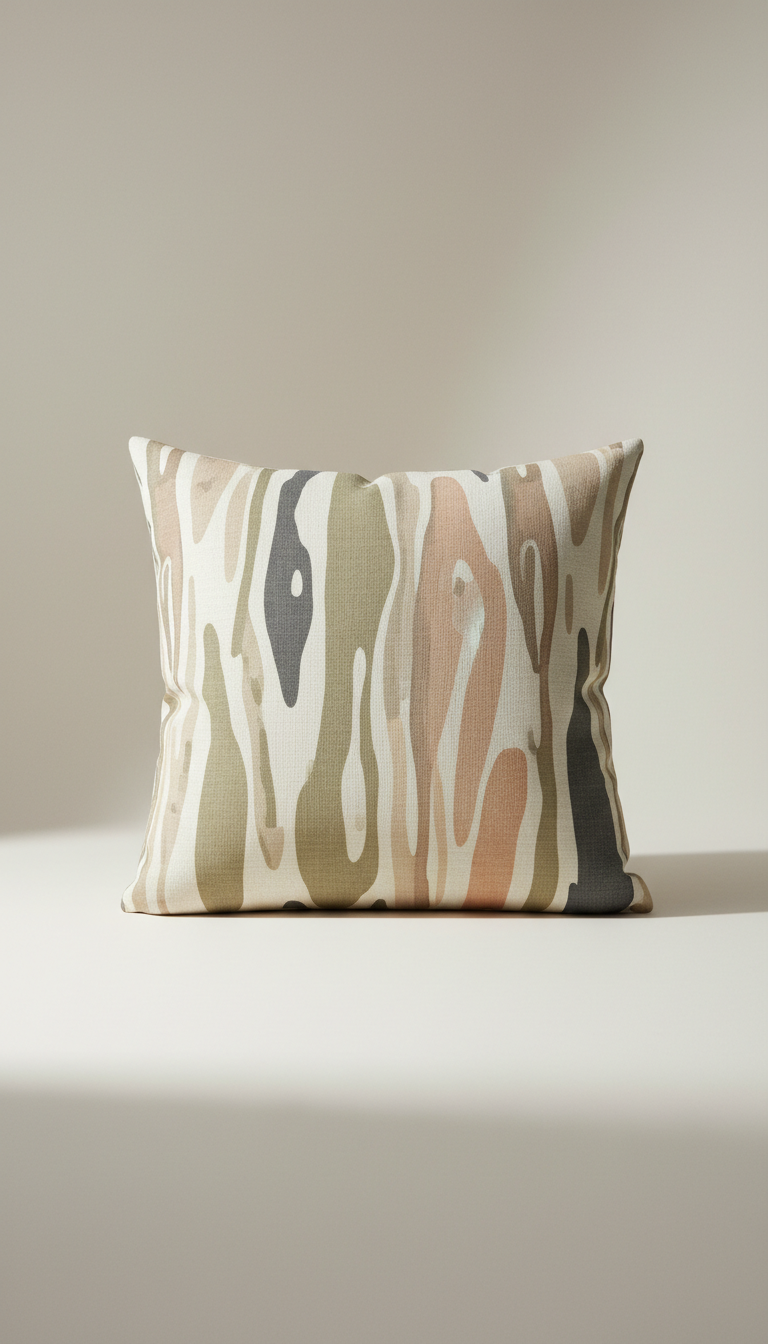 Linen Throw Pillow – Olive & Neutral Tones for Minimalist Spaces