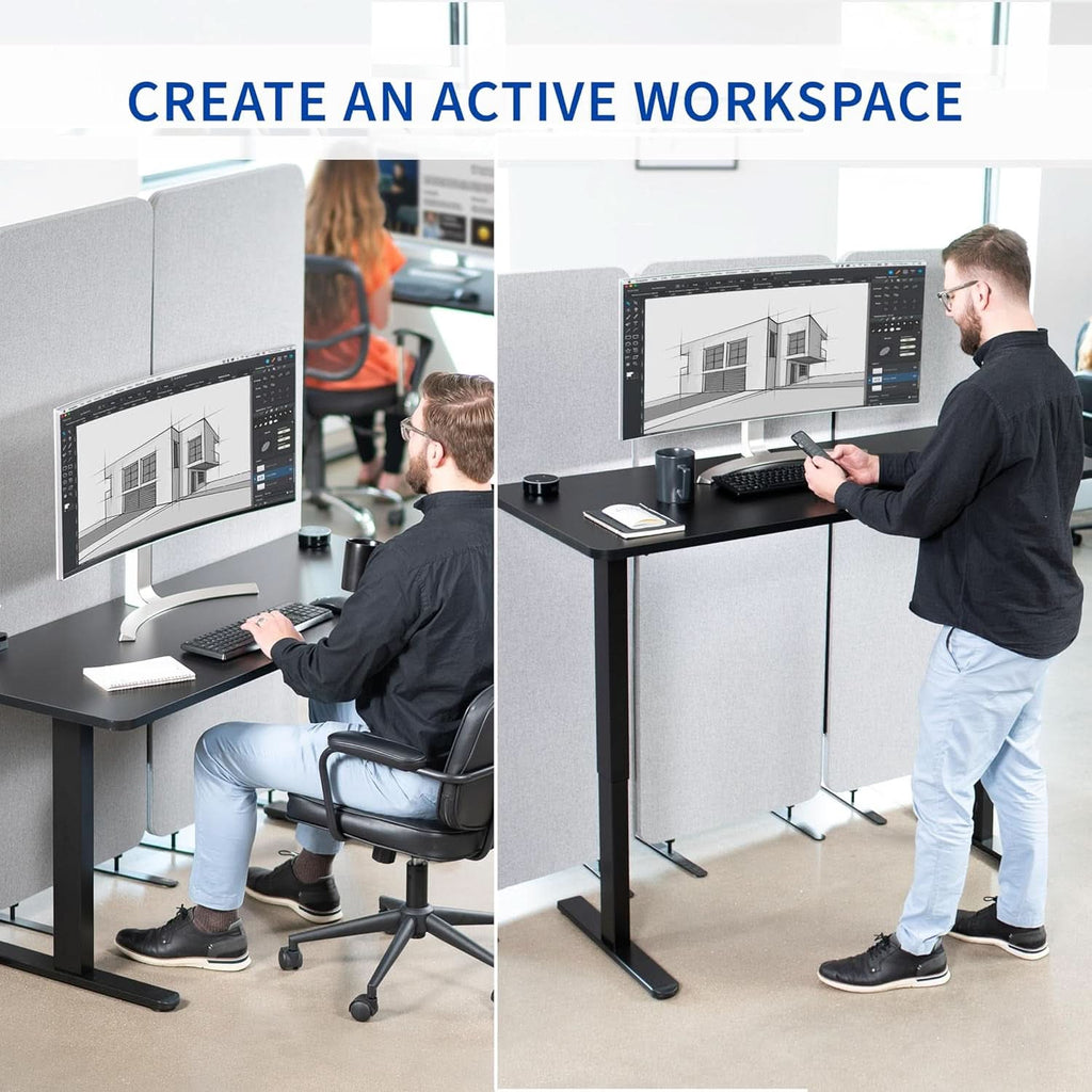 60 Inch Gray Electric Height Adjustable Standing Desk