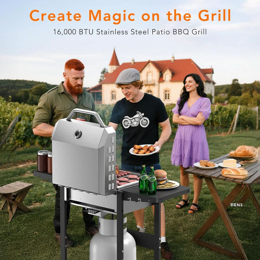 Propane Gas Grill 2 Burner Stainless Steel Outdoor Cooking Area