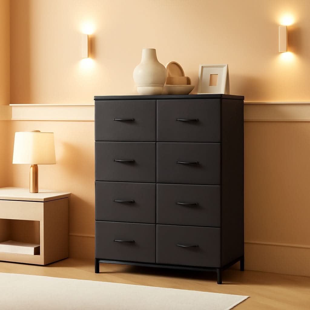 Tall Fabric Dresser With 8 Drawers For Bedroom Storage