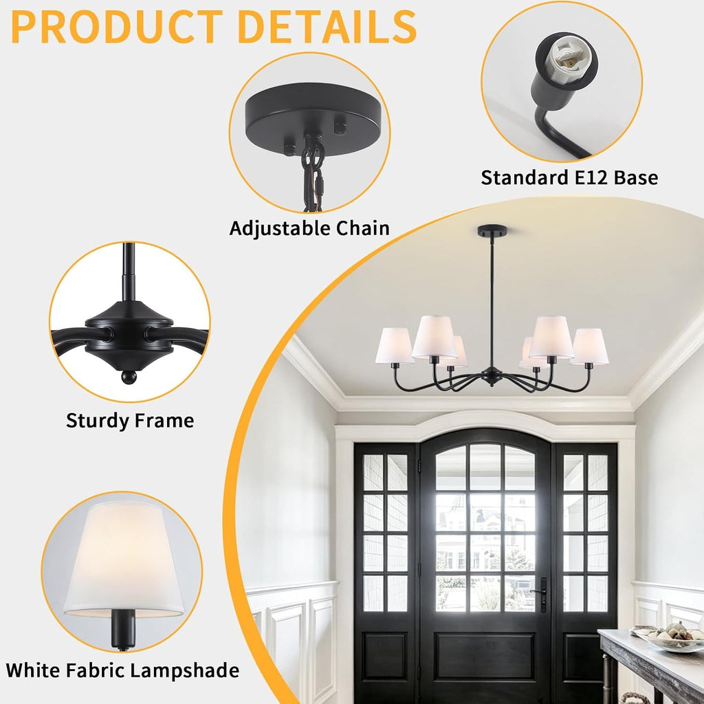 Charcoal 35.82 Inch Elegant Living Room Chandelier