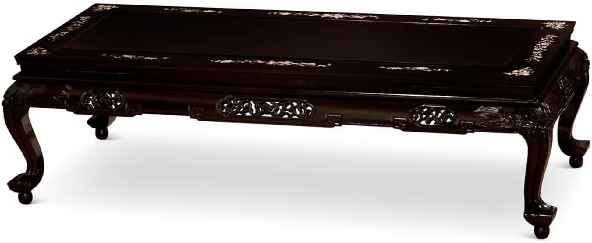 Dark Cherry Rosewood Mother Pearl Motif Living Room Set
