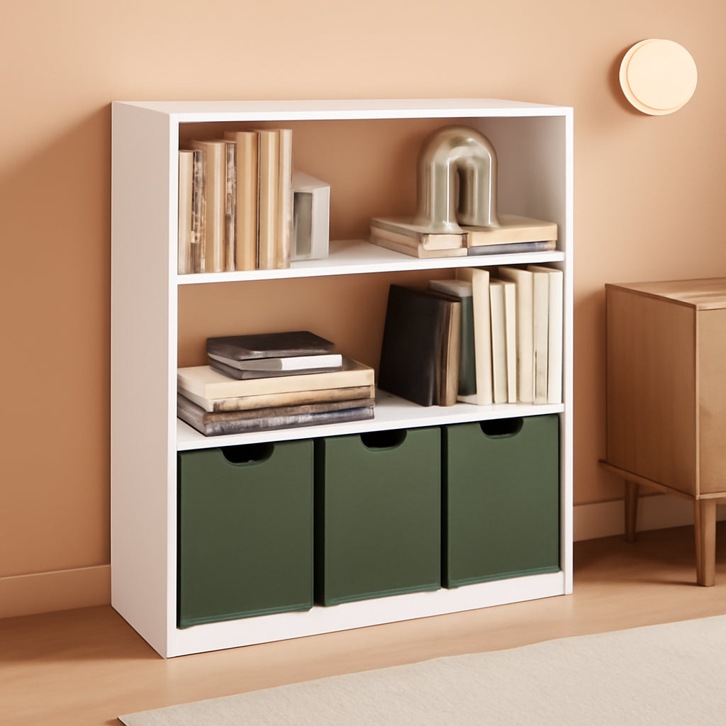 White 3Tier Open Bookcase Living Room 9.3D31.3W31.5H