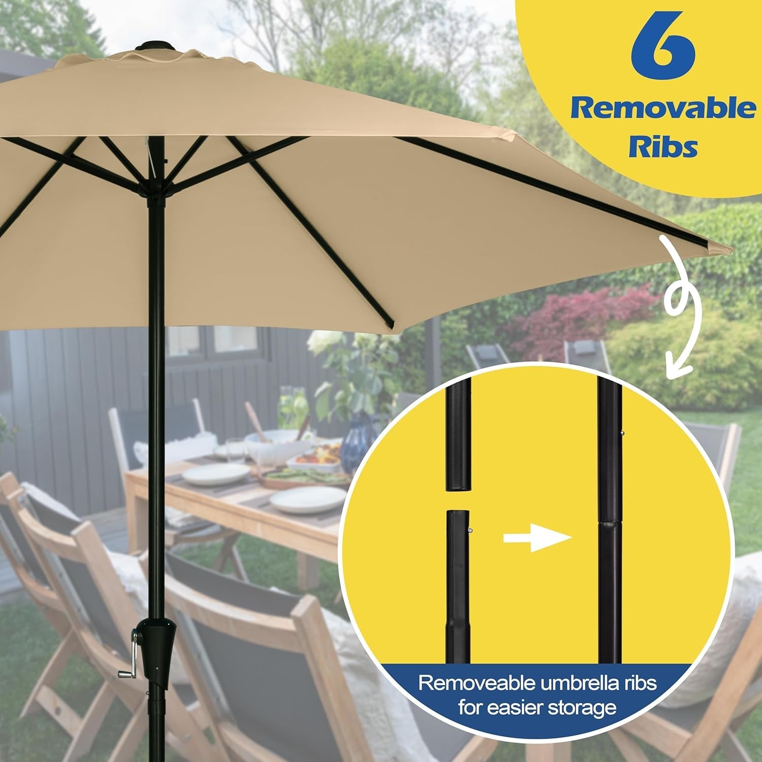 9Ft Patio Umbrella Crank System Weatherproof Shield