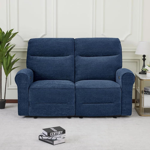 64.6 Inch Wall Hugger Loveseat Navy Blue Space Saving