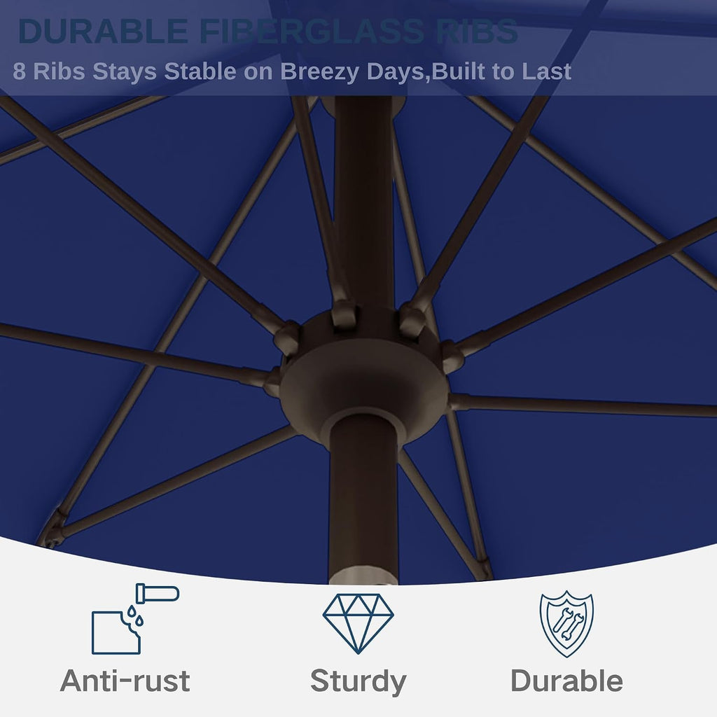 11Ft Navy Patio Umbrella Weatherproof Tilt Mechanism