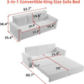King Size Multifunctional Sleeper Sofa Beige Velvet