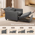 Dark Gray Sleeper Chair Bed Three In One Convertible Modern Linen Fabric Sofa