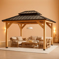 10x12 Wooden Gazebo With Galvanized Rainproof Roof