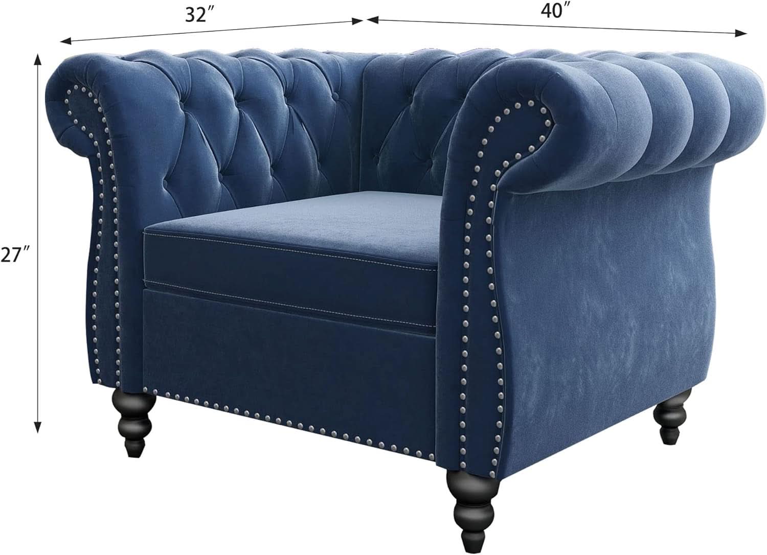 Blue Velvet 2 Piece Living Room Set Sofa Loveseat Chair For Living Room And Office