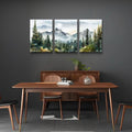 12x16Inch Three Panel Abstract Mountain Forest Wall Art