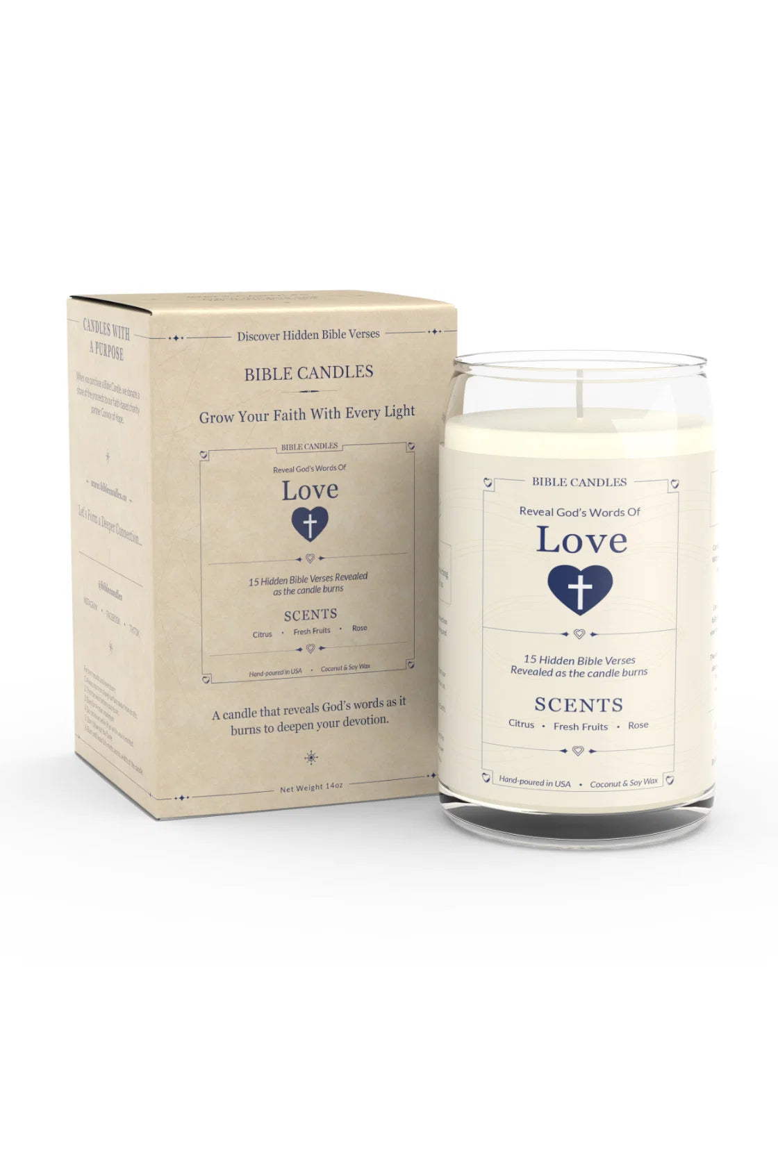 Love Bible Candle - 15 Hidden Verses | Bible Candles Co.