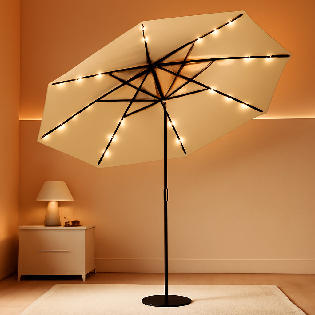 Patio Market Umbrella 9FtBeige All Weather Guard Canopy