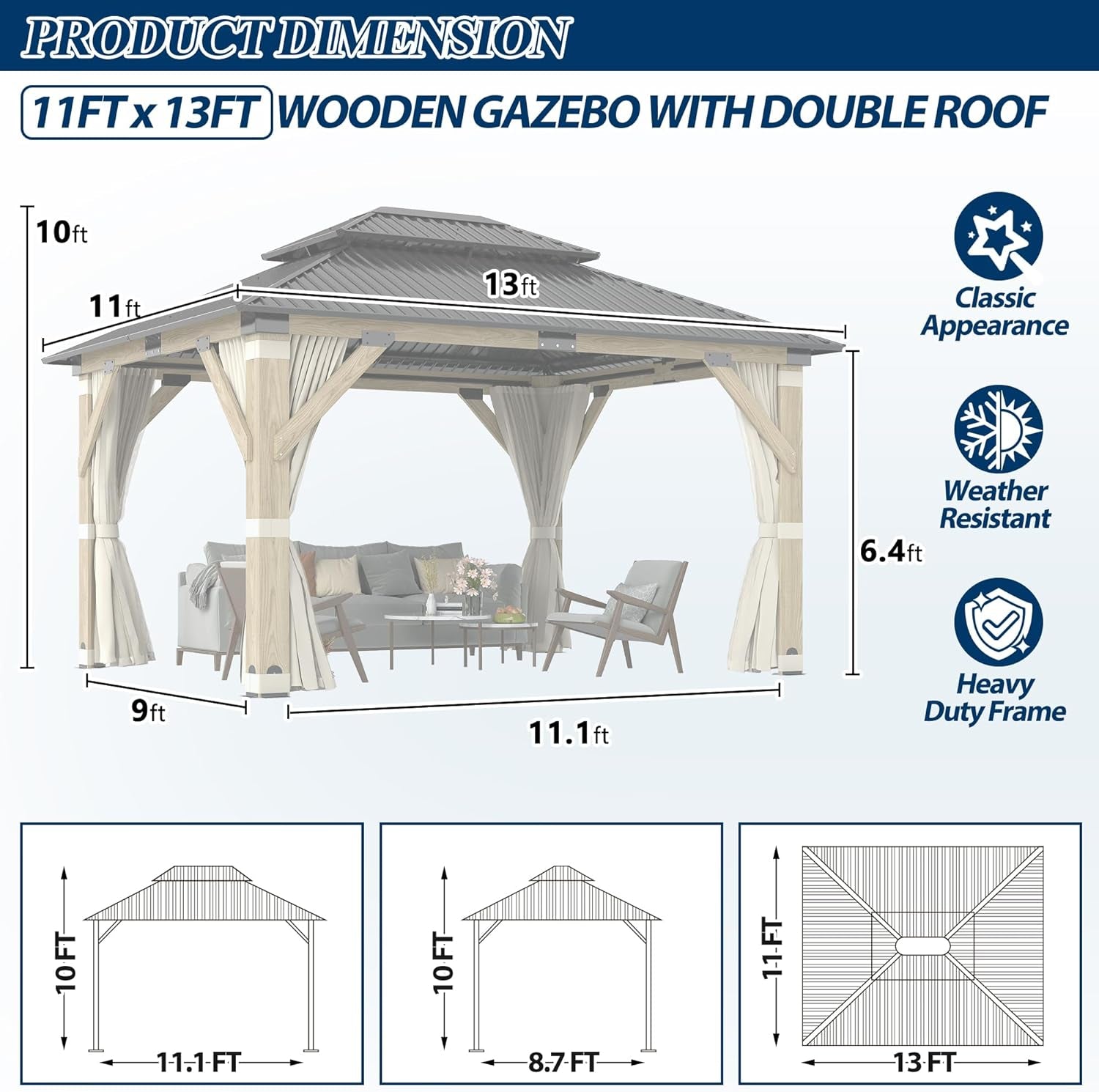 Industrial Strength Weatherproof Gazebo 11 By 13 Feet