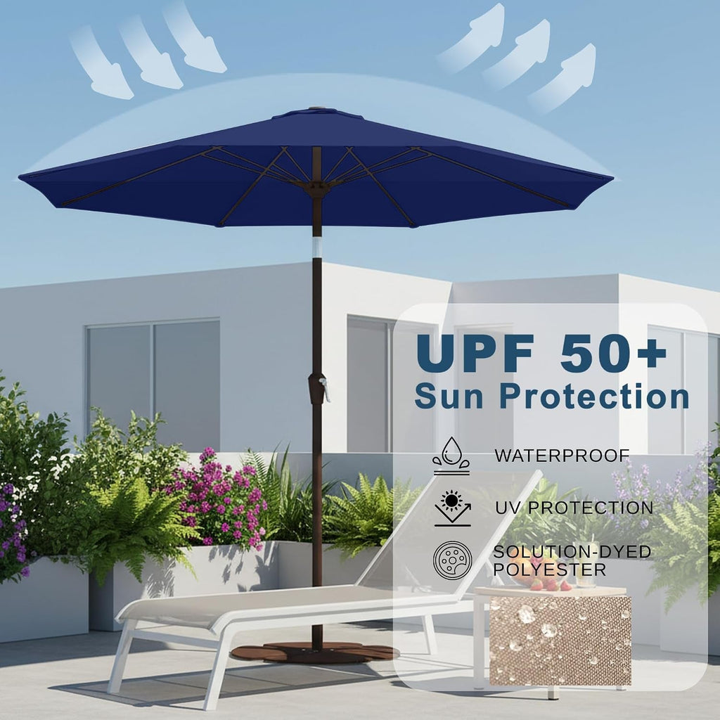 11Ft Navy Patio Umbrella Weatherproof Tilt Mechanism