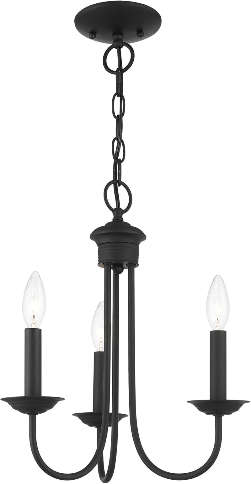 Blackened Steel Three Light Chandelier Living Room
