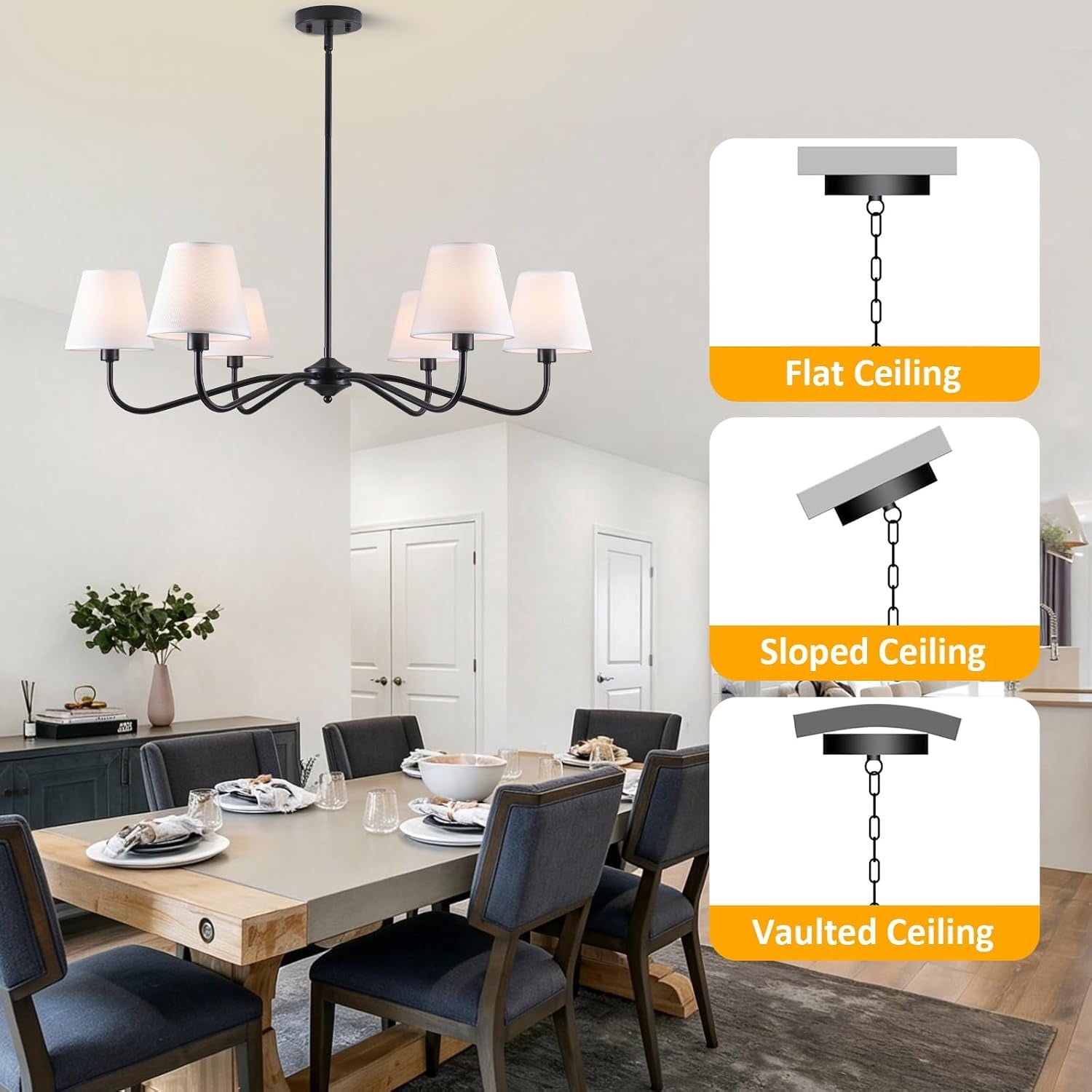 Charcoal 35.82 Inch Elegant Living Room Chandelier