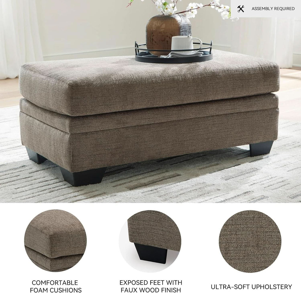 Dark Brown Upholstered Rectangular Ottoman Living Room
