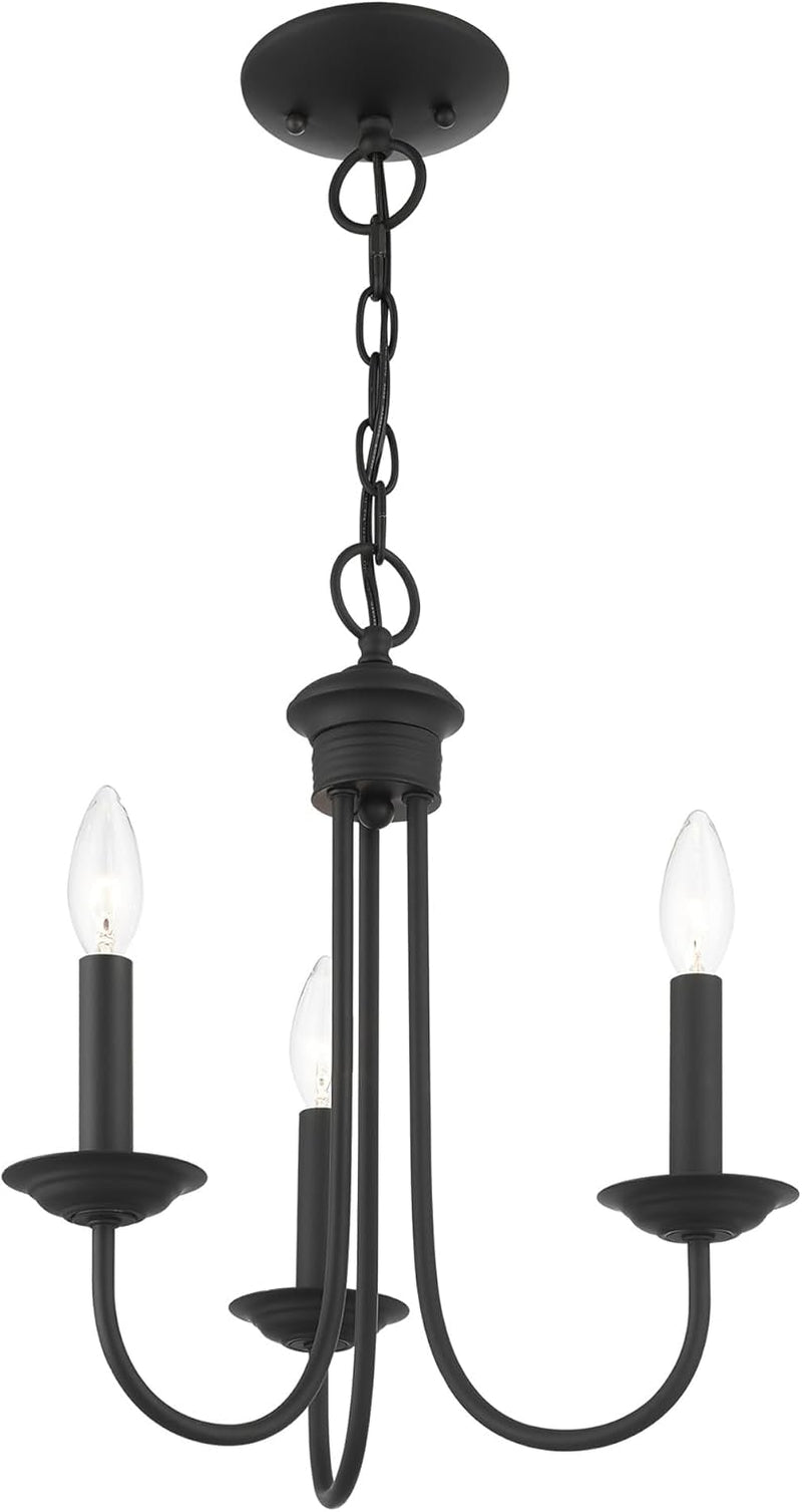 Blackened Steel Three Light Chandelier Living Room