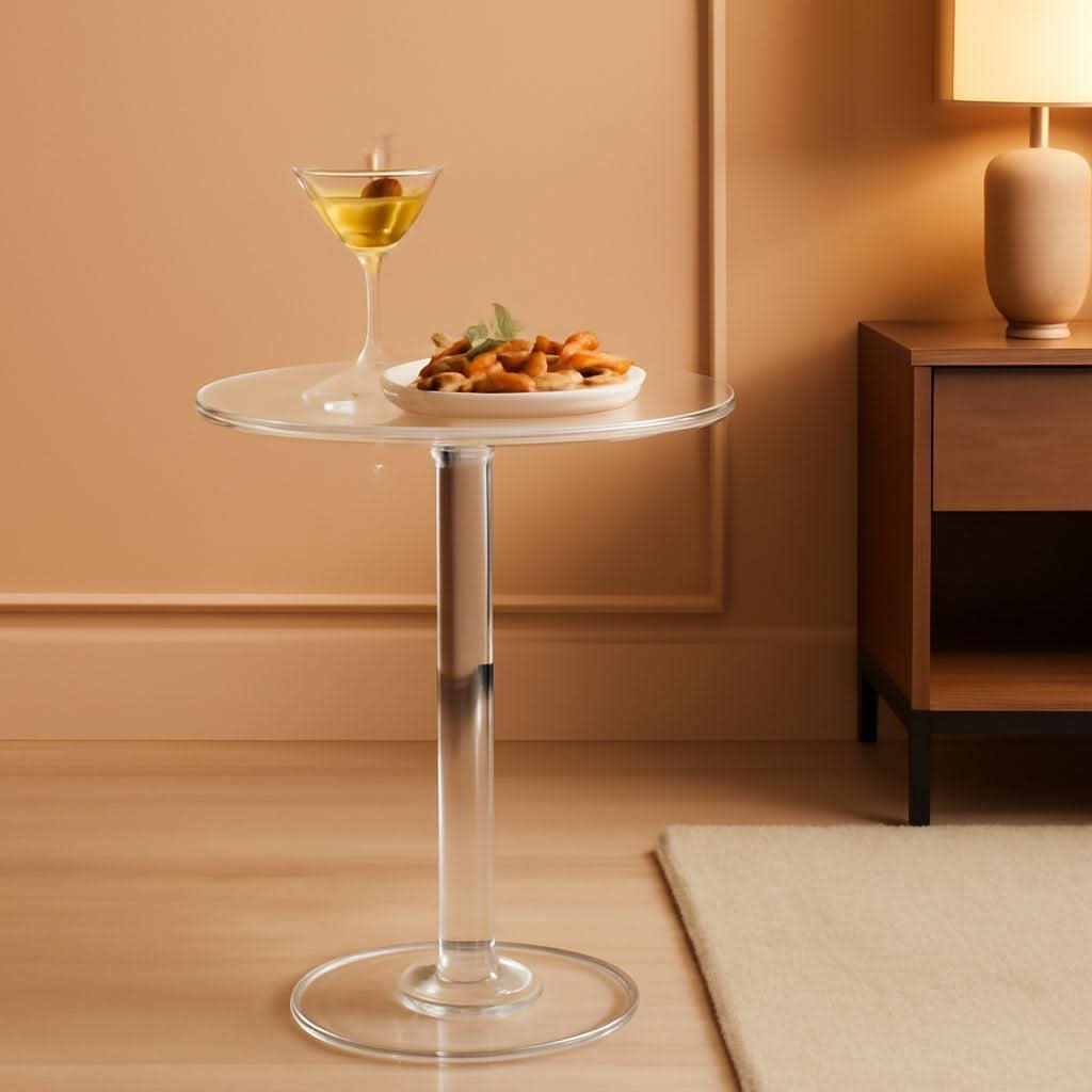 Clear Acrylic End Table Space Saving Living Room 11.8 Inch