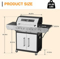 Propane Gas Grill With LED Knobs And Visual Glass Panel Outdoor