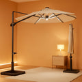 10 Ft Cantilevered Weatherproof Patio Umbrella Led