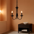 Blackened Steel Three Light Chandelier Living Room