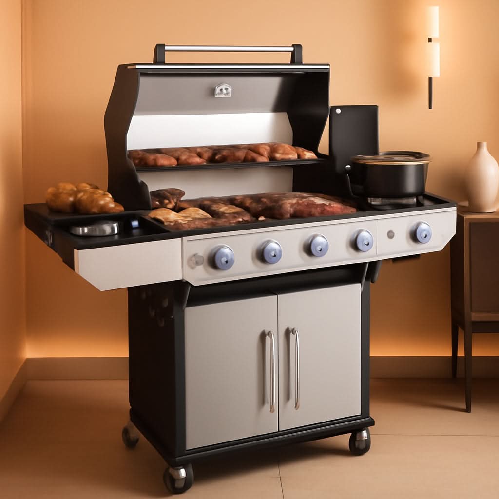Propane Gas Grill With LED Knobs And Visual Glass Panel Outdoor