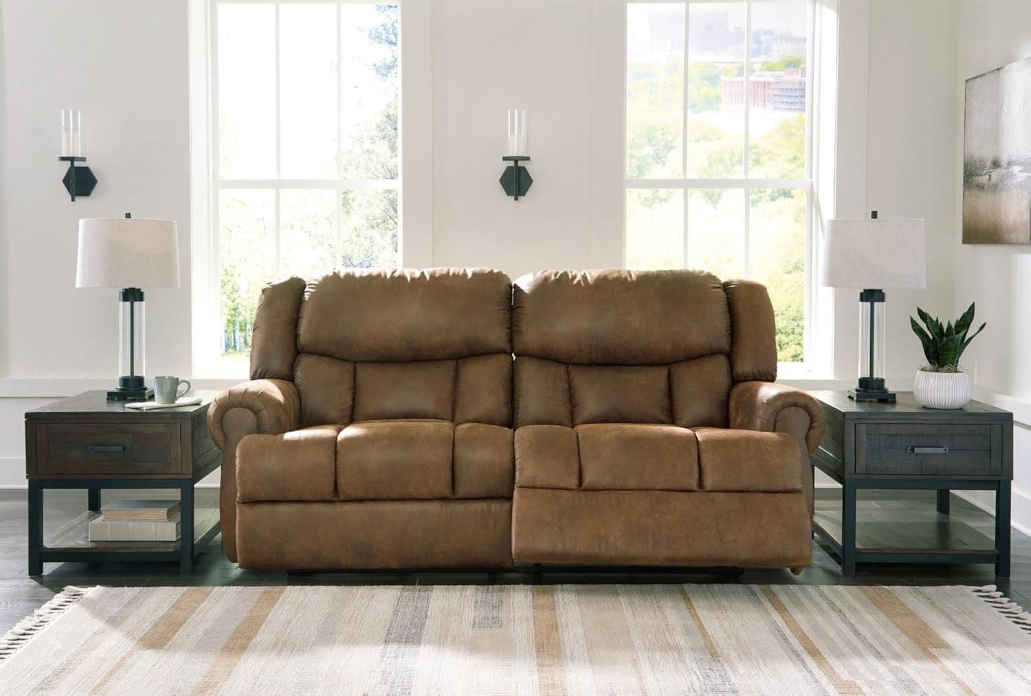 Boothbay Faux Leather 2 Seat Reclining Sofa Dark Brown