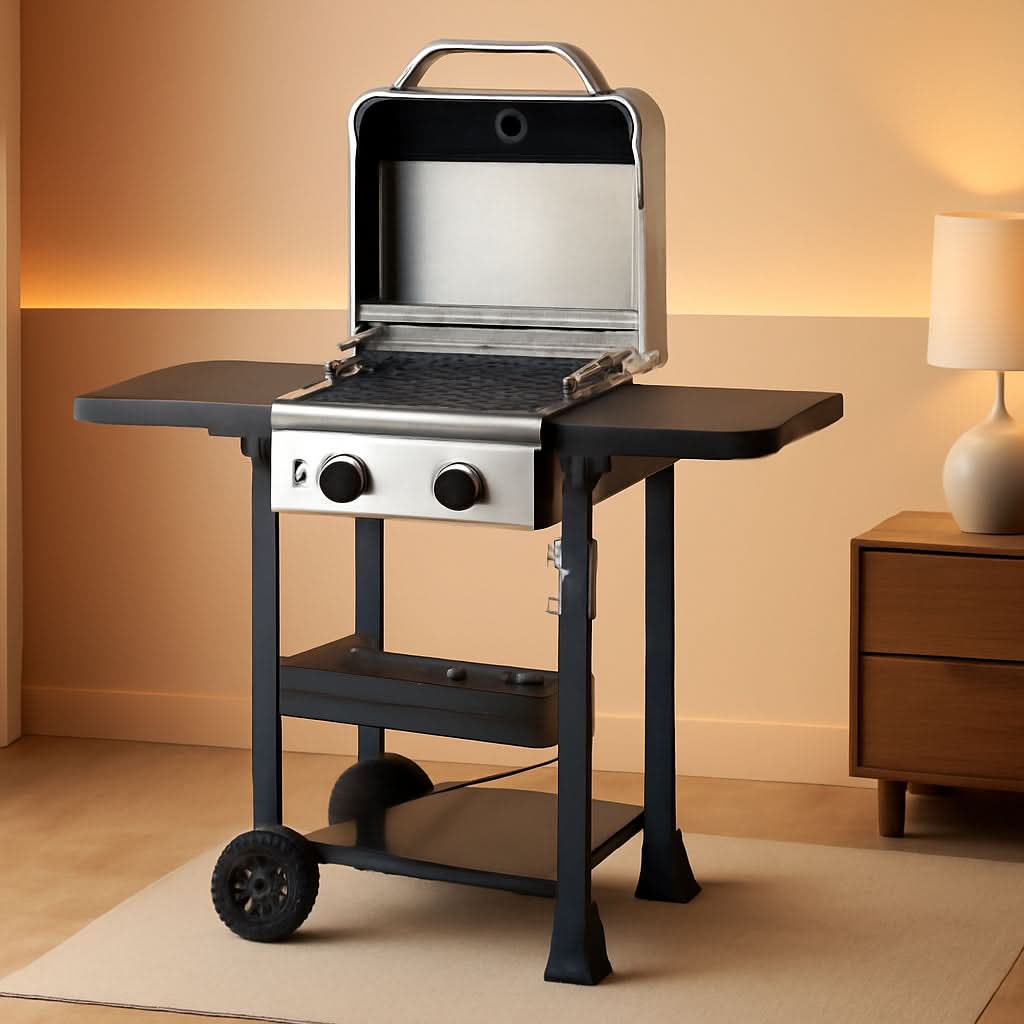 Propane Gas Grill 2 Burner Stainless Steel Outdoor Cooking Area